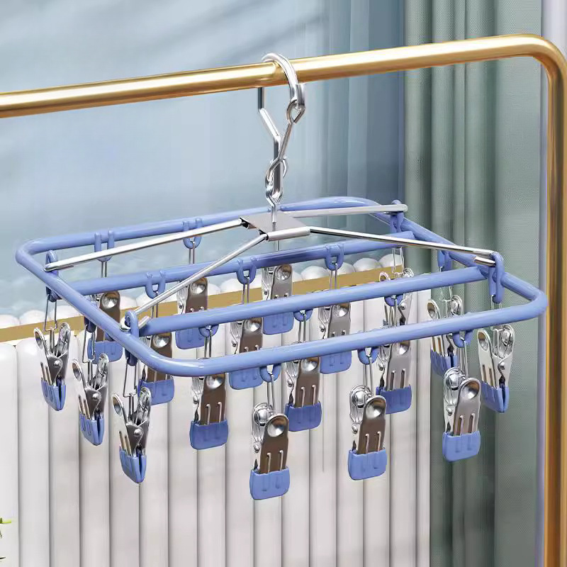 Baby Clothing Drying Rack - Edelstahl-Mehrfachklemmen-Wäscheständer für Babyunterwäsche und Socken, Haushalts-Aufbewahrungsorganizer,