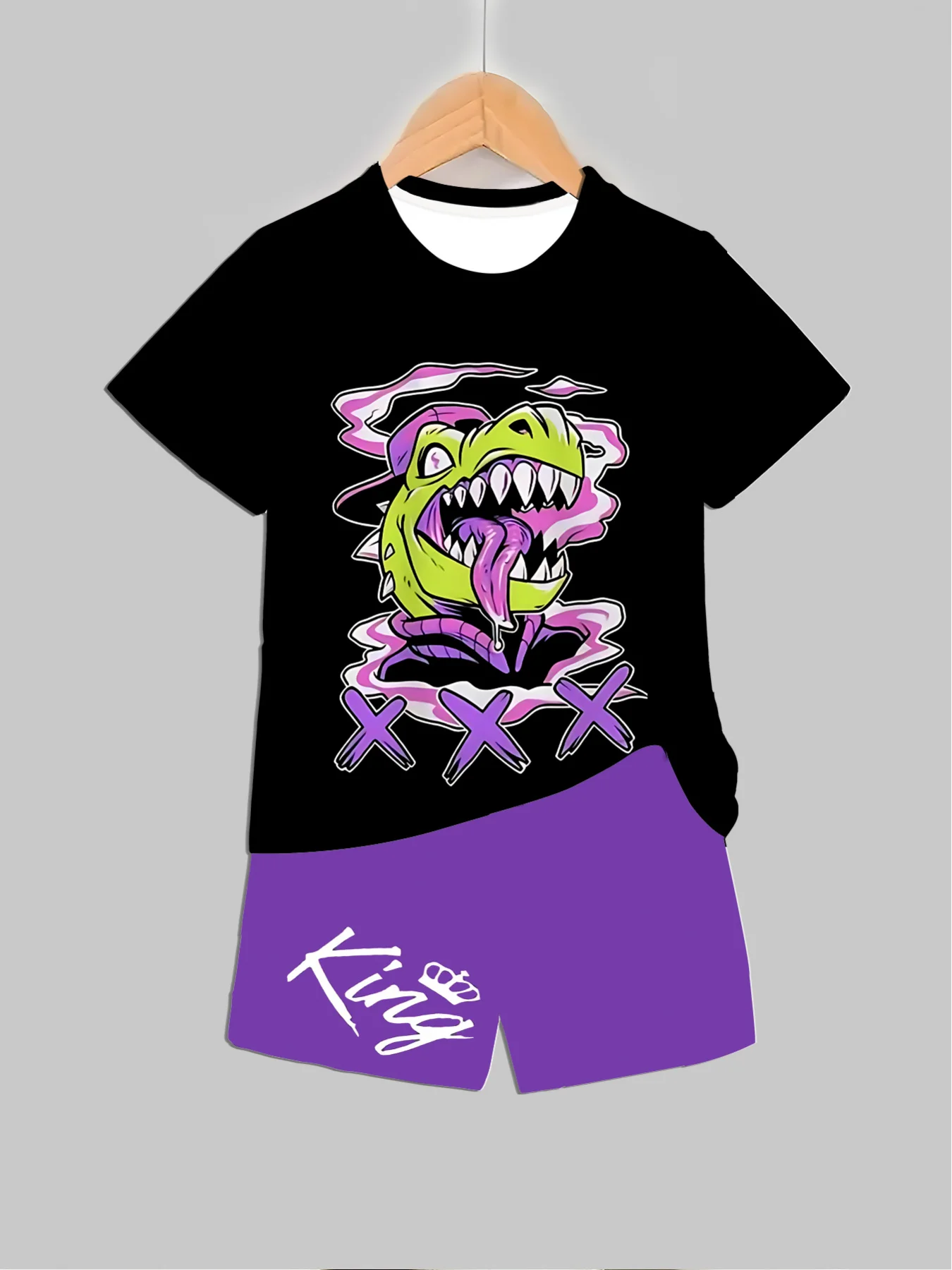 Baby Clothing Boy - Neue Dinosaurier-bedruckte Outfits, Tops + Shorts,