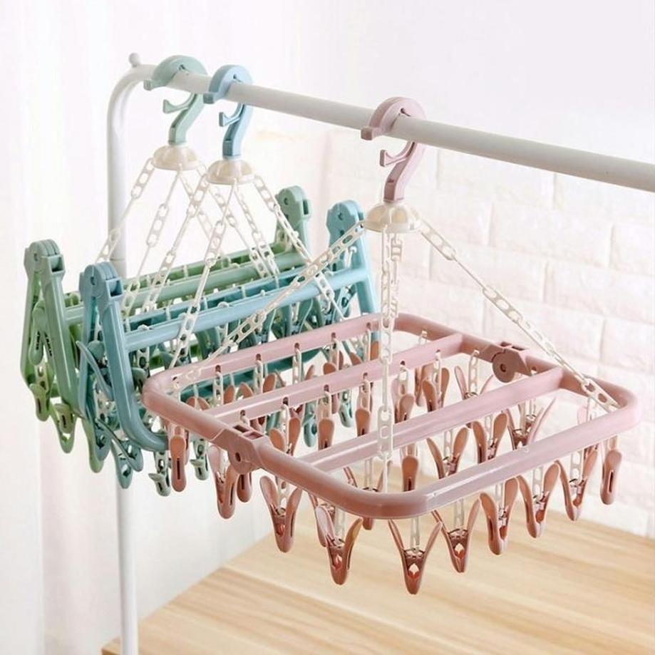 Baby Clothing Drying Rack - 1 Stück 32 Clips Klappbare Kleidung
