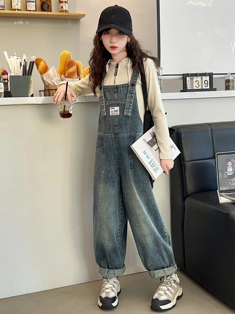 Baby Overall Denim - Frühlings-Overall für Mädchen: Bequeme Jeans-Latzhose für
