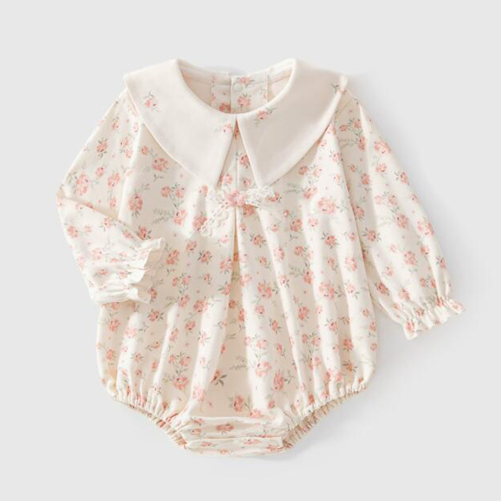 Baby Clothing Boutique - Baby Mädchen Bodysuit Langarm Baumwolle Blumenkragen