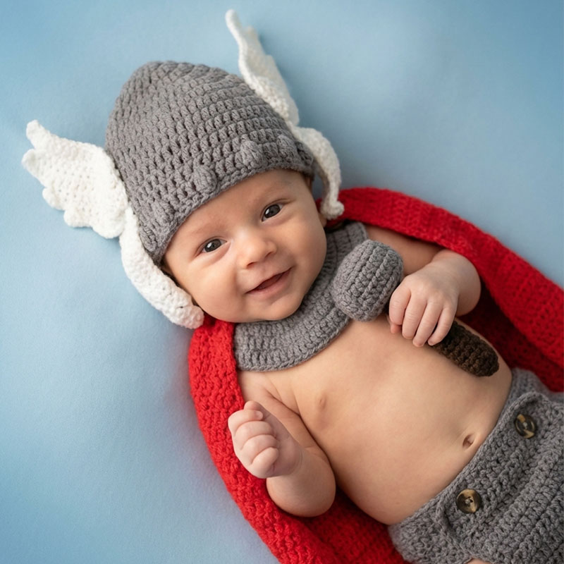 Baby Clothing Boy - Neugeborenen-Fotografie-Requisiten Thor Baby-Kostüm Avengers Superhelden-Charakter Cosplay-Outfit